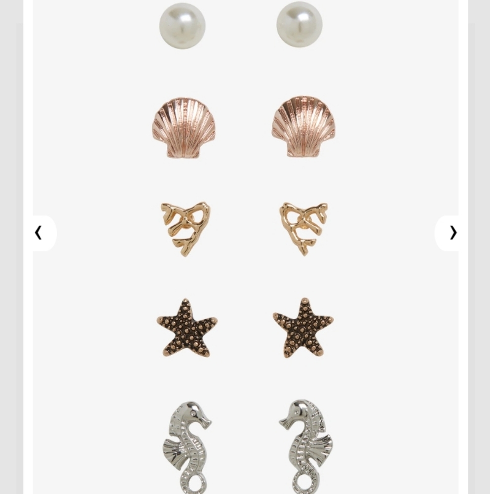 Disney's Little Mermaid 5 Pair Dainty Earring Set - Picture 2 of 2